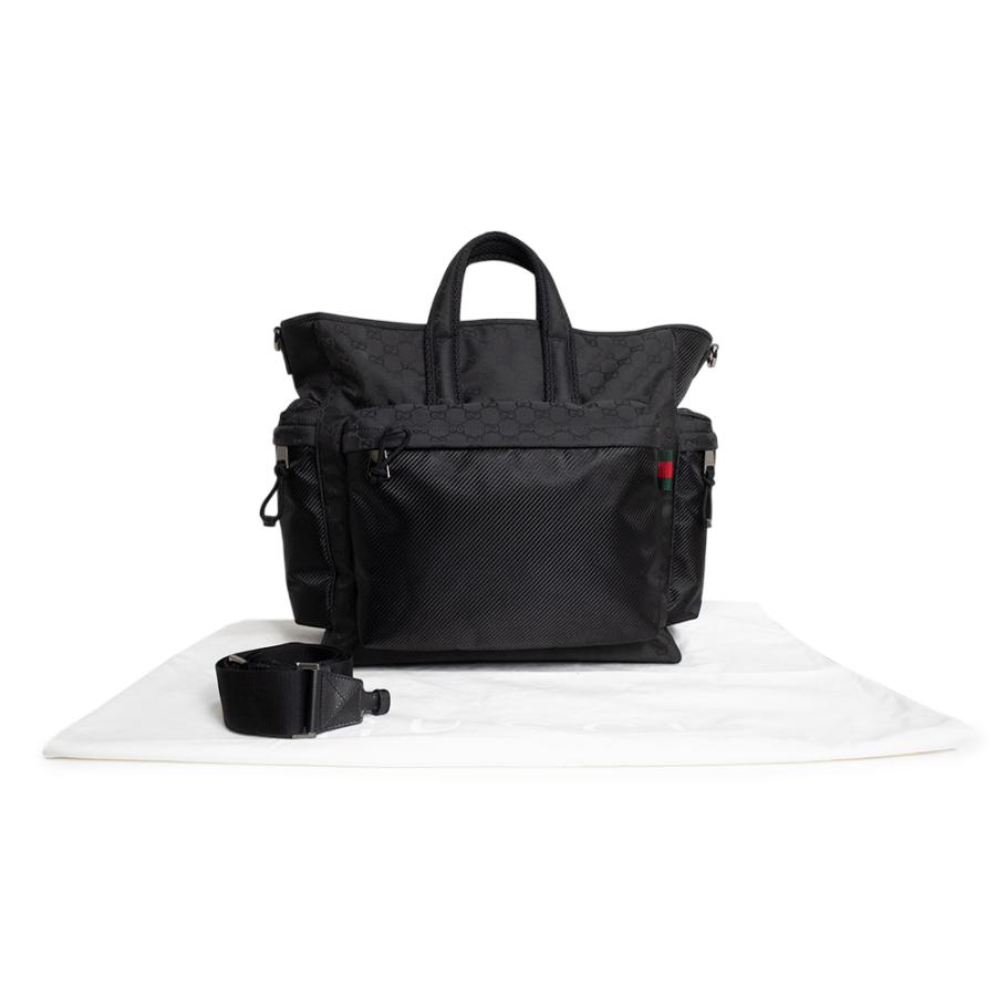 （新品・未使用品）GUCCI グッチ 818962 GG ラージ トート GGナイロン ブラック 2Way 斜め掛け ショルダー ハンドバッグ シルバー金具の画像