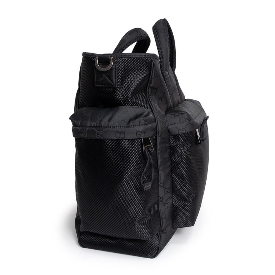 （新品・未使用品）GUCCI グッチ 818962 GG ラージ トート GGナイロン ブラック 2Way 斜め掛け ショルダー ハンドバッグ シルバー金具の画像