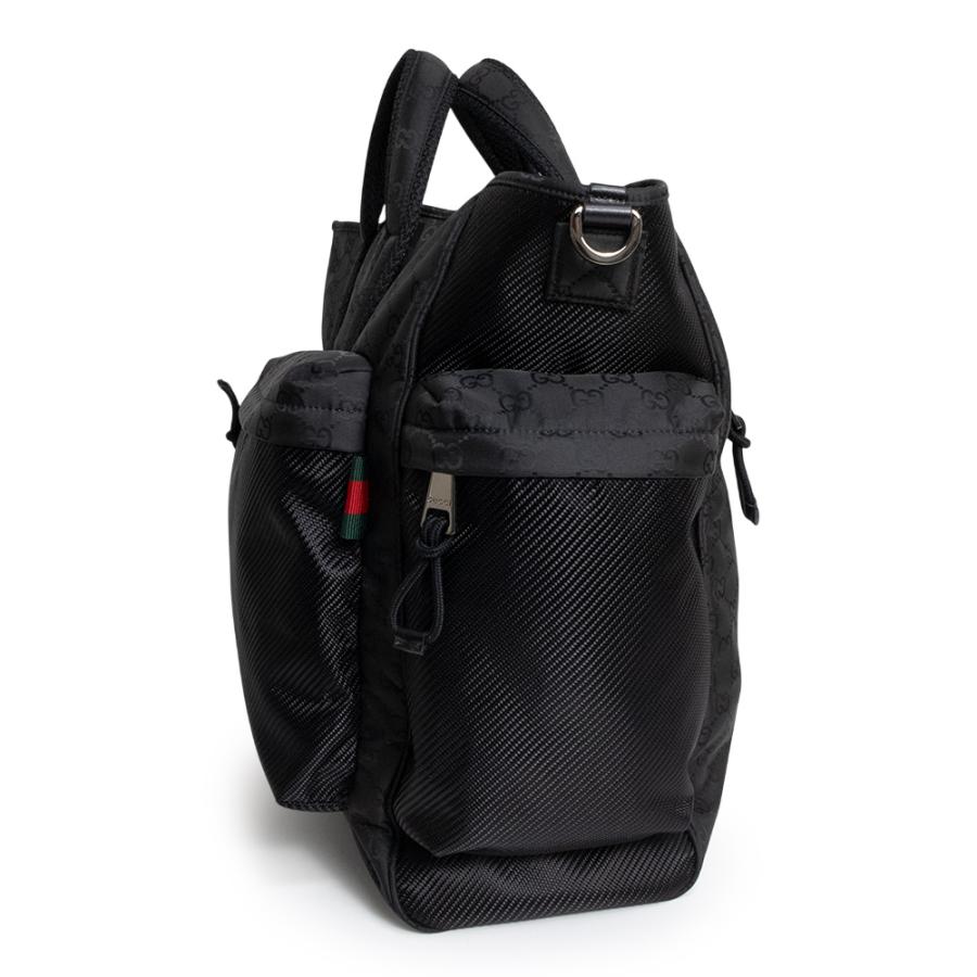 （新品・未使用品）GUCCI グッチ 818962 GG ラージ トート GGナイロン ブラック 2Way 斜め掛け ショルダー ハンドバッグ シルバー金具の画像
