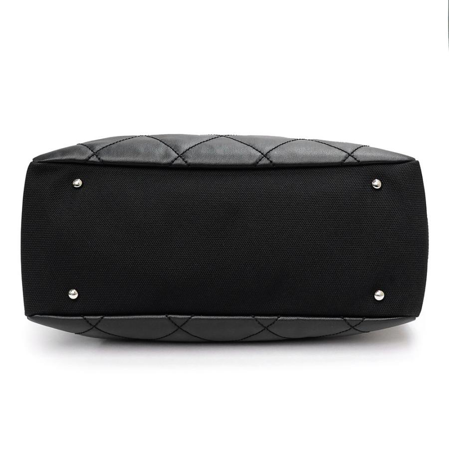 （中古）CHANEL シャネル A34209 パリビアリッツ トートバッグ MM コーティングキャンバス カーフスキン ブラック レザー シルバー金具の画像