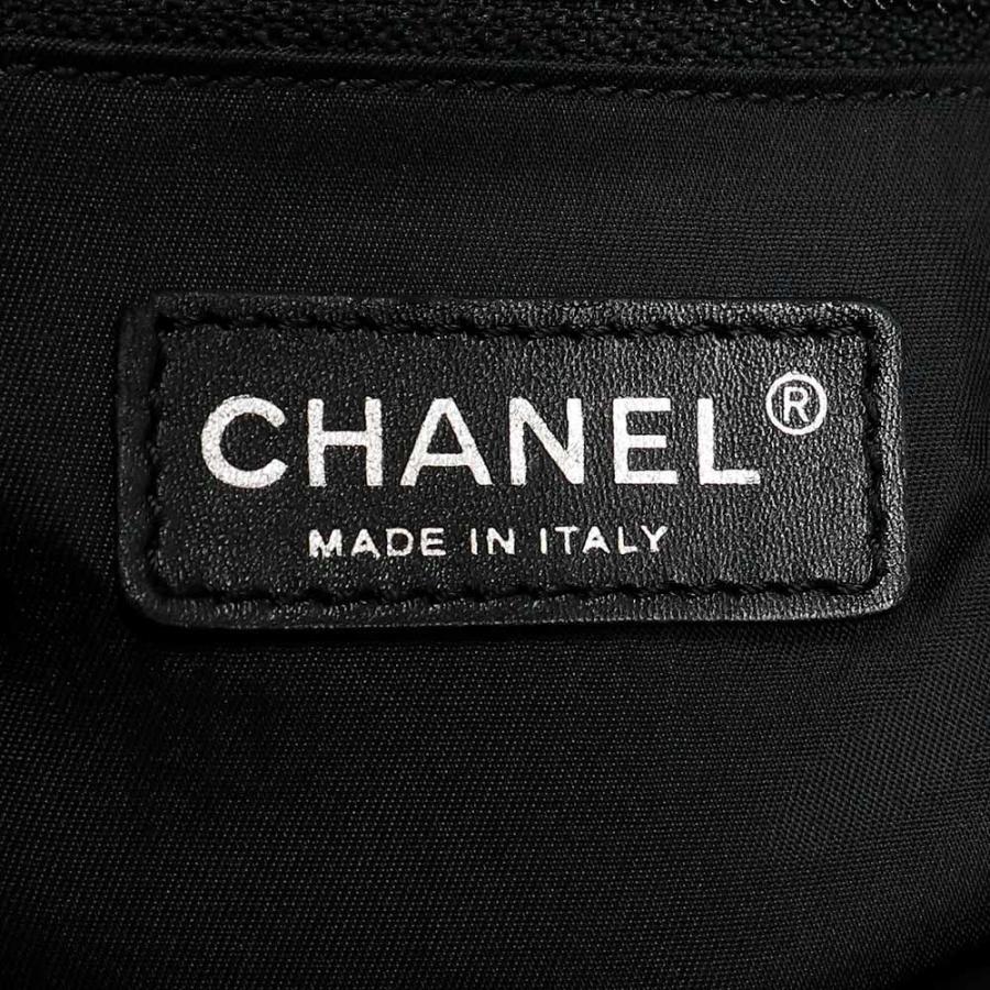 （中古）CHANEL シャネル A34209 パリビアリッツ トートバッグ MM コーティングキャンバス カーフスキン ブラック レザー シルバー金具の画像
