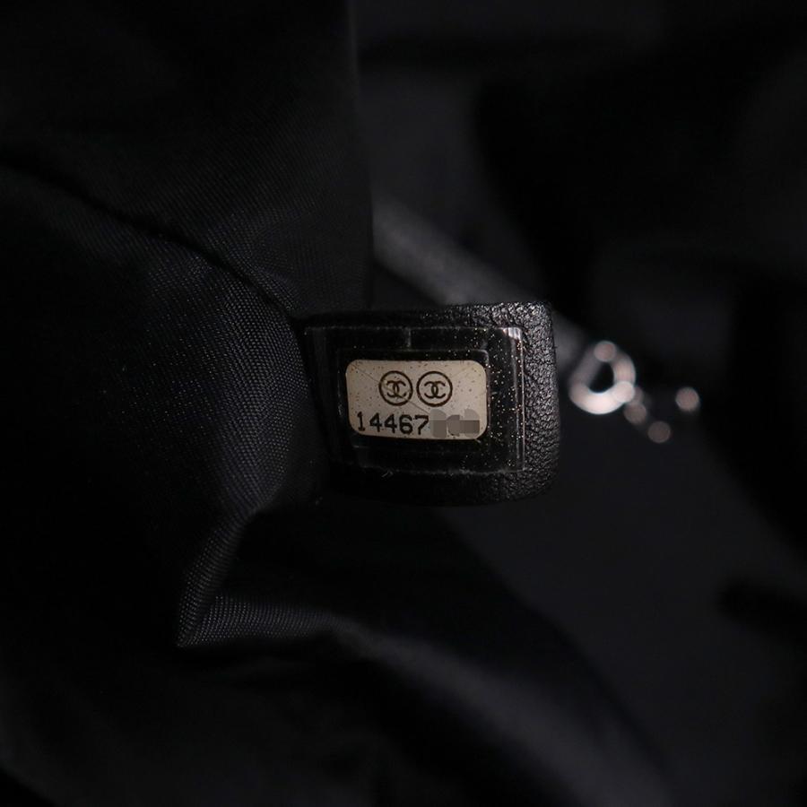 （中古）CHANEL シャネル A34209 パリビアリッツ トートバッグ MM コーティングキャンバス カーフスキン ブラック レザー シルバー金具の画像