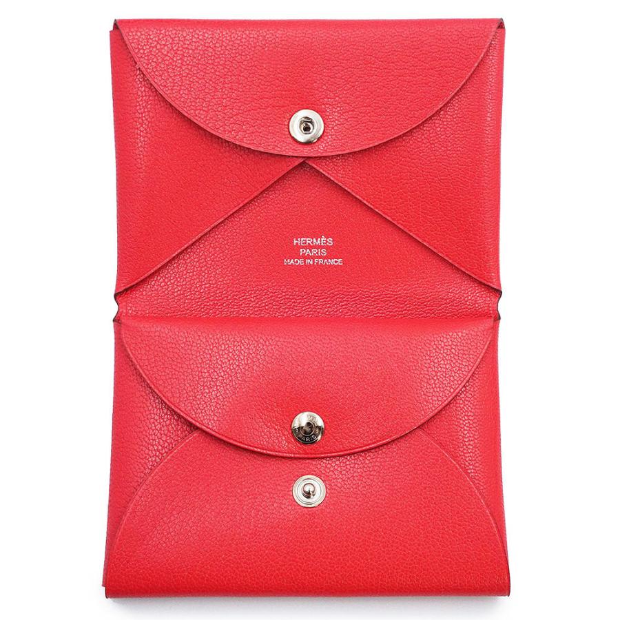 （新品・未使用品）HERMES エルメス カルヴィ デュオ コンパクト シェーブルシャムキラ ローズエクストリーム ピンク U刻印 コインケース カードケース 名刺入れの画像
