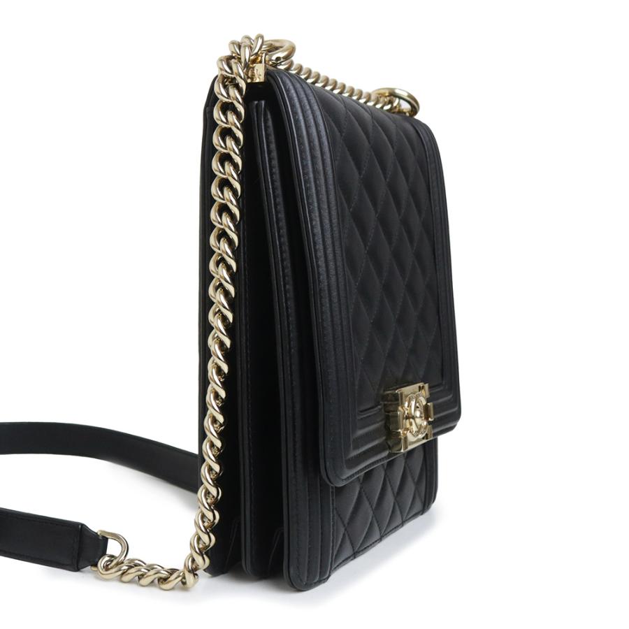 （中古）CHANEL シャネル AS0130 ボーイシャネル ラムスキン ブラック 2Way チェーン ショルダーバッグ 斜め掛け レザー ゴールド金具_3