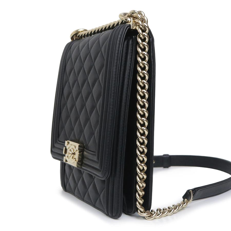 （中古）CHANEL シャネル AS0130 ボーイシャネル ラムスキン ブラック 2Way チェーン ショルダーバッグ 斜め掛け レザー ゴールド金具_4