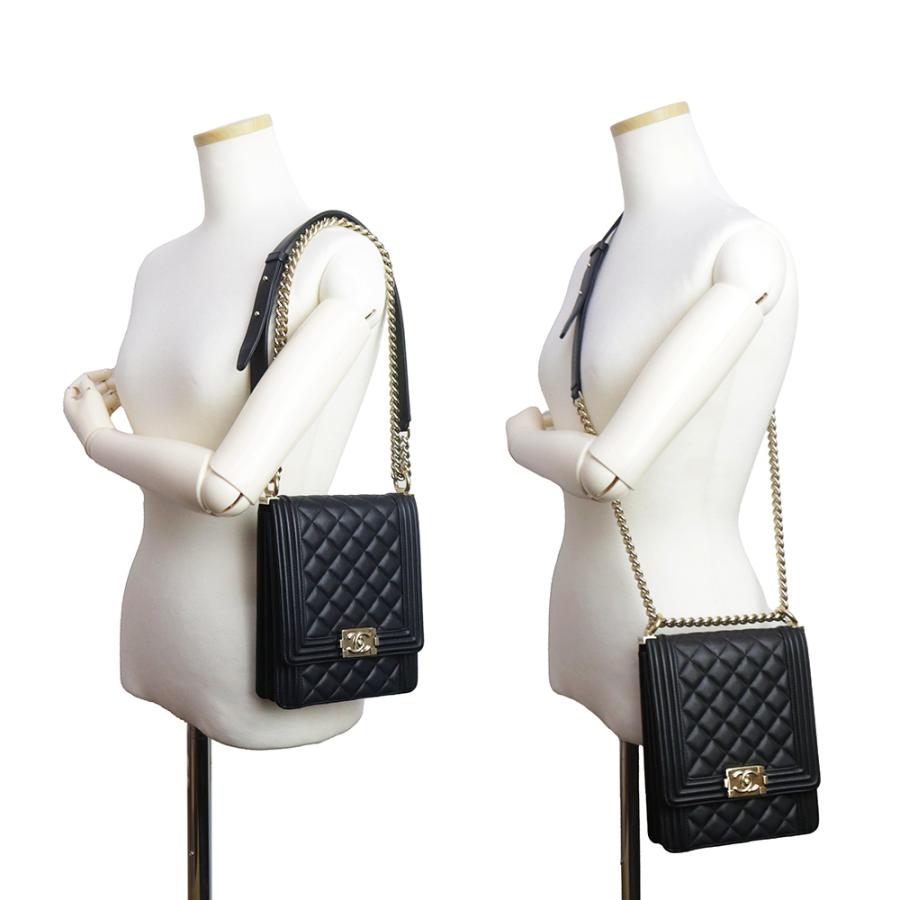 （中古）CHANEL シャネル AS0130 ボーイシャネル ラムスキン ブラック 2Way チェーン ショルダーバッグ 斜め掛け レザー ゴールド金具_7