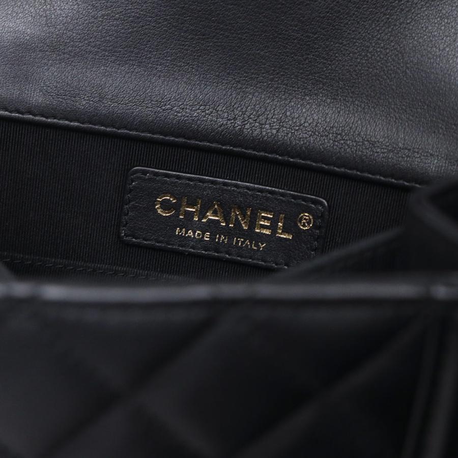 （中古）CHANEL シャネル AS0130 ボーイシャネル ラムスキン ブラック 2Way チェーン ショルダーバッグ 斜め掛け レザー ゴールド金具_8