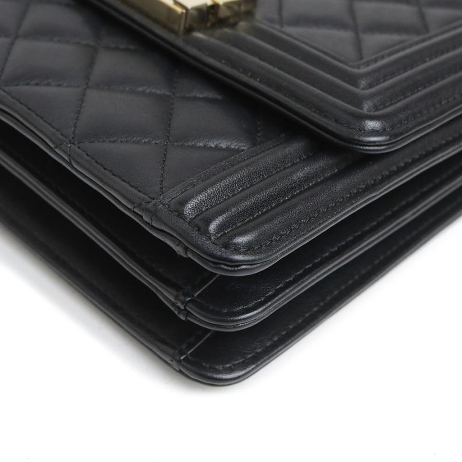 （中古）CHANEL シャネル AS0130 ボーイシャネル ラムスキン ブラック 2Way チェーン ショルダーバッグ 斜め掛け レザー ゴールド金具_9