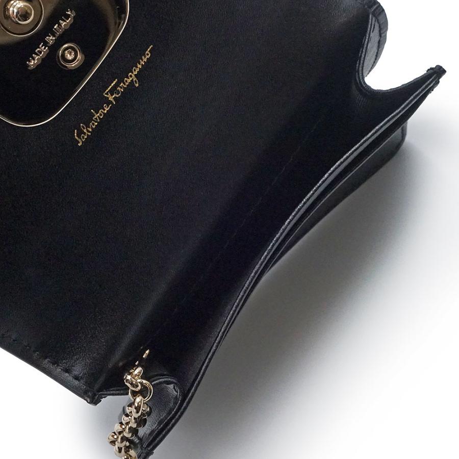 （新品・未使用品）Salvatore Ferragamo サルヴァトーレフェラガモ 22D760 ヴァラ リボン ネロ ブラック カードケース 名刺入れ 定期入れ レザー ゴールド金具の画像