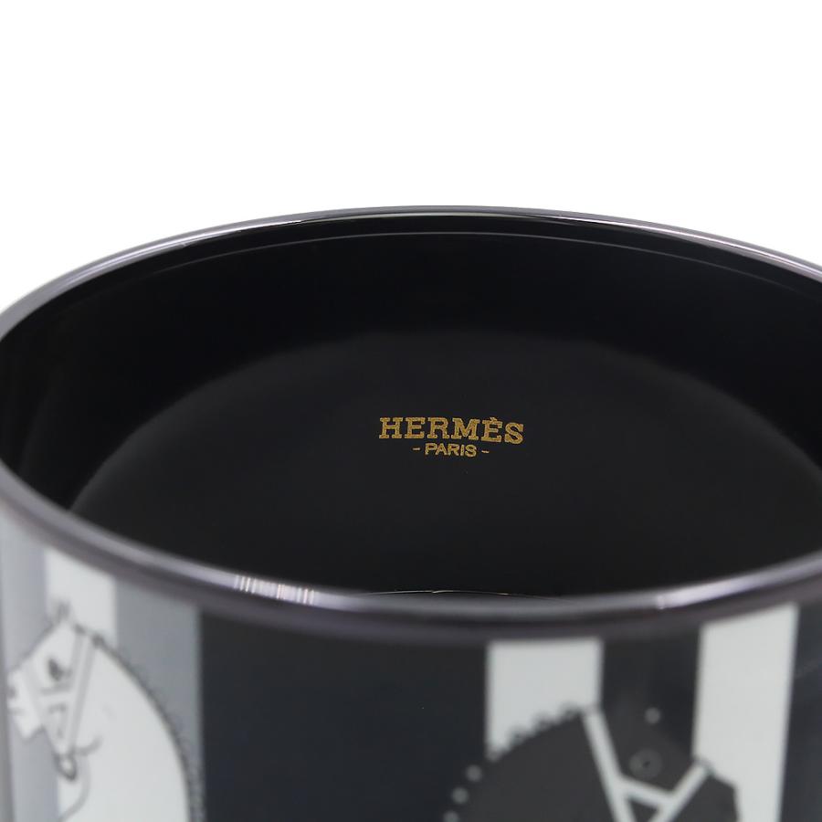 （未使用　展示品）HERMES エルメス エマイユ ROCABAR ロカバール エクストララージ エナメル ブラック ホワイト グレー ピンク ブレスレット バングル #65 箱付_4