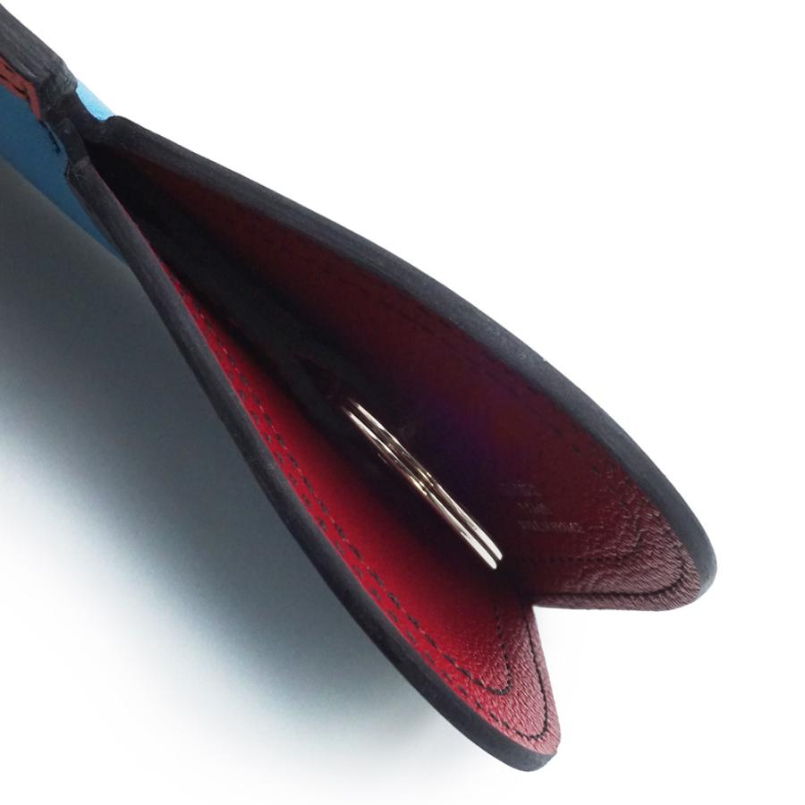 （新品・未使用品）HERMES エルメス カマイユ ヴォータデラクト ブルーザンジバル オレンジポピー A刻印 マルチ キーリング バッグチャーム レザー シルバー金具の画像
