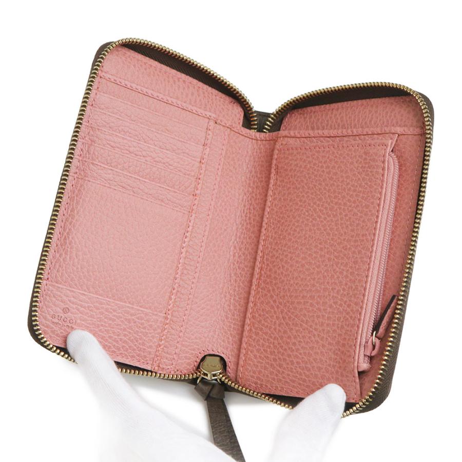 グッチ 354497 スウィング レザー ブラウン ピンク ラウンドファスナー 二つ折り財布 ゴールド金具 GUCCI（新品・未使用品） GUCCI（グッチ） （新品・未使用品）GUCCI 354497 スウィング レザー
