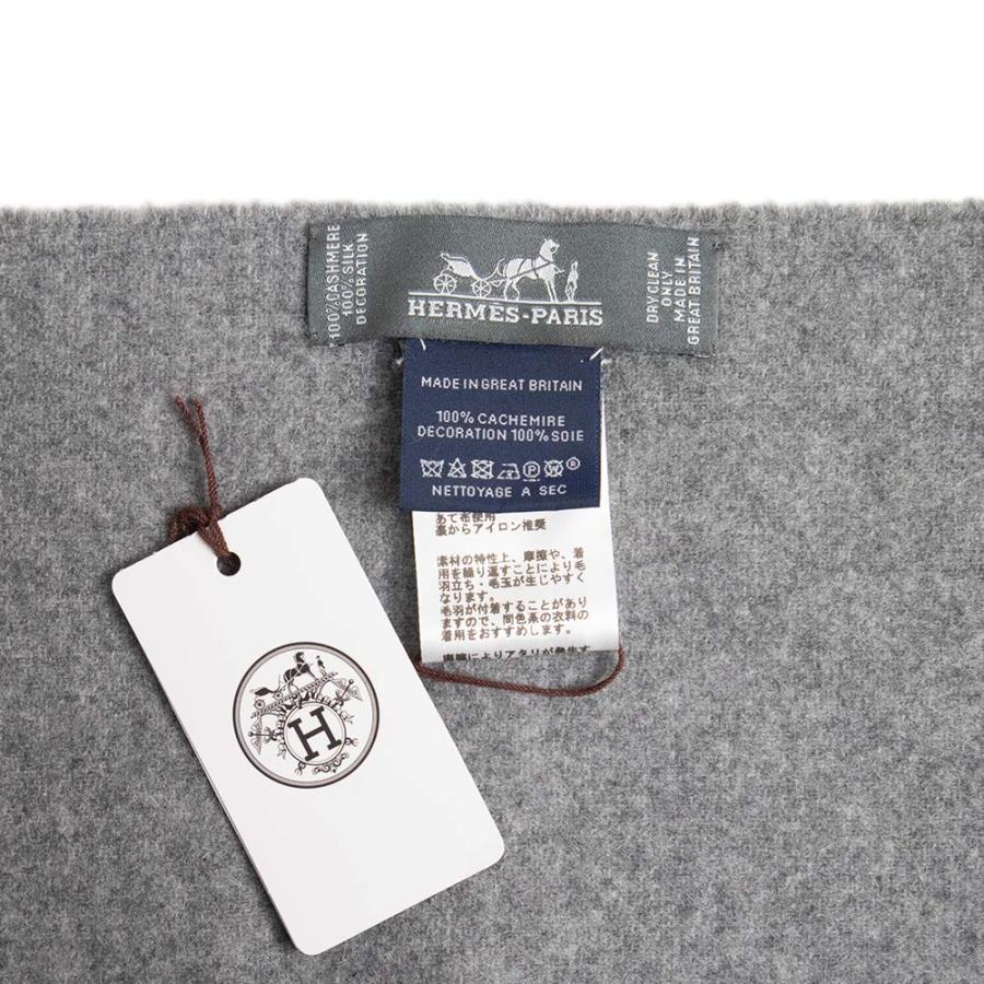 （新品・未使用品）HERMES エルメス Patch de Soie パッチ ドゥ ソワ Mors a Jouets Chemise Detail 馬銜 カシミヤ 100％ シルク100％ グレー マフラー 箱付の画像