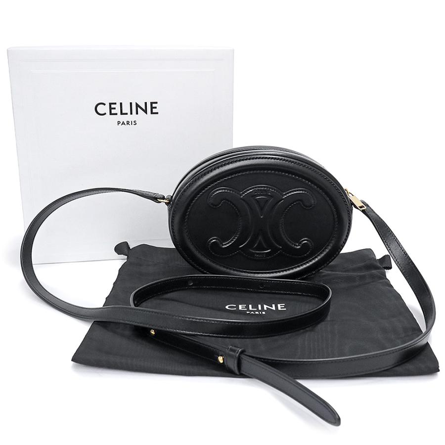 （未使用　展示品）CELINE セリーヌ 10I703DPQ オーバルパース キュイル トリオンフ カーフスキン ブラック ショルダーバッグ 斜め掛け レザー ゴールド金具_1