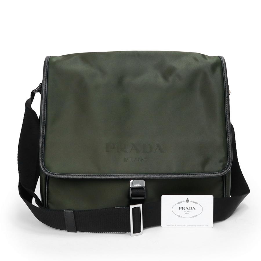 プラダ 2VD166 メッセンジャーバッグ TESSUTO ナイロン SAFFIANO レザー MIMETICO カーキ ショルダー 斜め掛け シルバー金具 PRADA（未使用　展示品） PRADA（プラダ） （未使用 展示品）PRADA 2VD166 メッセンジャーバッグ