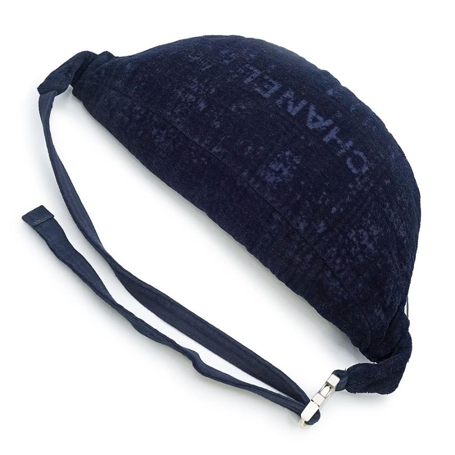 シャネル ココマーク ロゴ コットン100％ パイル ネイビー 2WAY ショルダー ボディバッグ 斜め掛け シルバー金具 CHANEL（中古） CHANEL（シャネル） （中古）CHANEL ココマーク ロゴ コットン100