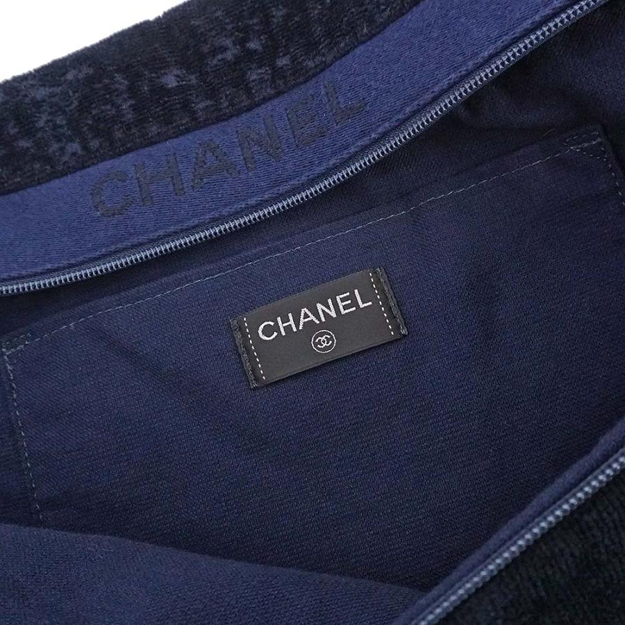 シャネル ココマーク ロゴ コットン100％ パイル ネイビー 2WAY ショルダー ボディバッグ 斜め掛け シルバー金具 CHANEL（中古） CHANEL（シャネル） （中古）CHANEL ココマーク ロゴ コットン100