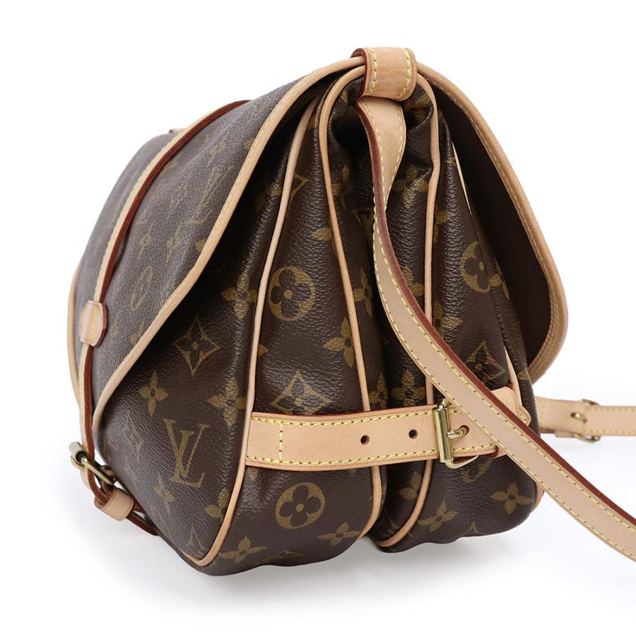 （中古）LOUIS VUITTON ルイ ヴィトン M42256 ソミュール 30 モノグラム レザー ブラウン ショルダーバッグ 斜め掛け ゴールド金具_4