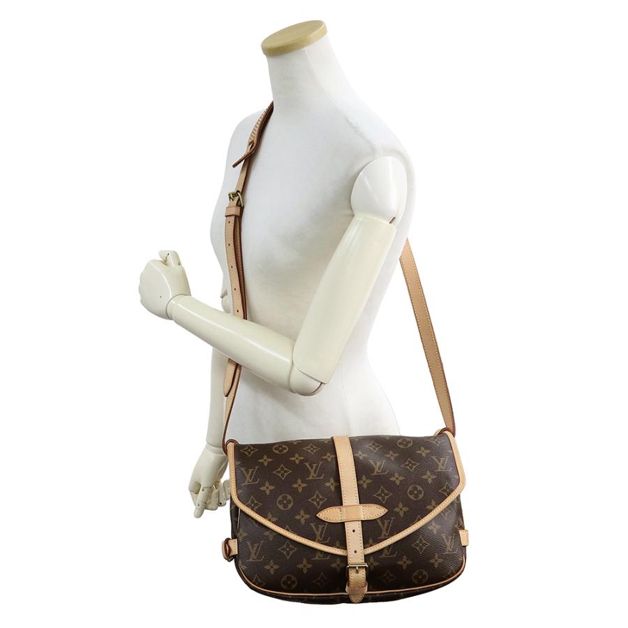 （中古）LOUIS VUITTON ルイ ヴィトン M42256 ソミュール 30 モノグラム レザー ブラウン ショルダーバッグ 斜め掛け ゴールド金具_8