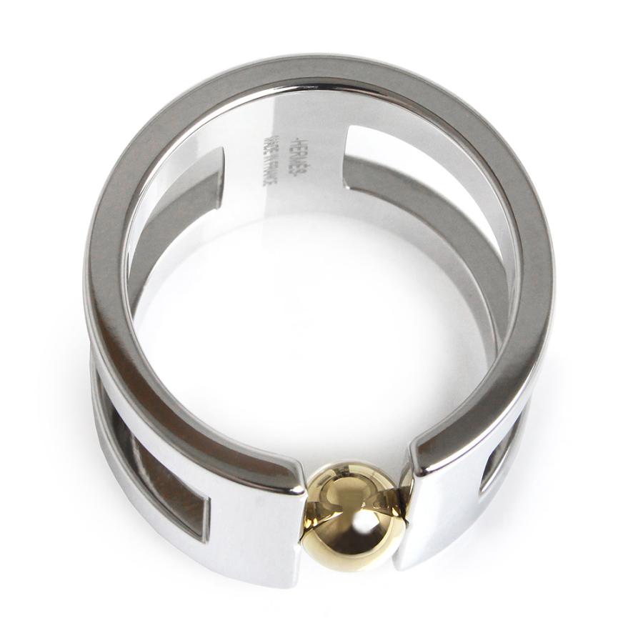 （新品・未使用品）HERMES エルメス Hペルル パラディウムプレーテッド シルバー パーマブラス ライトゴールド スカーフリング 箱付の画像