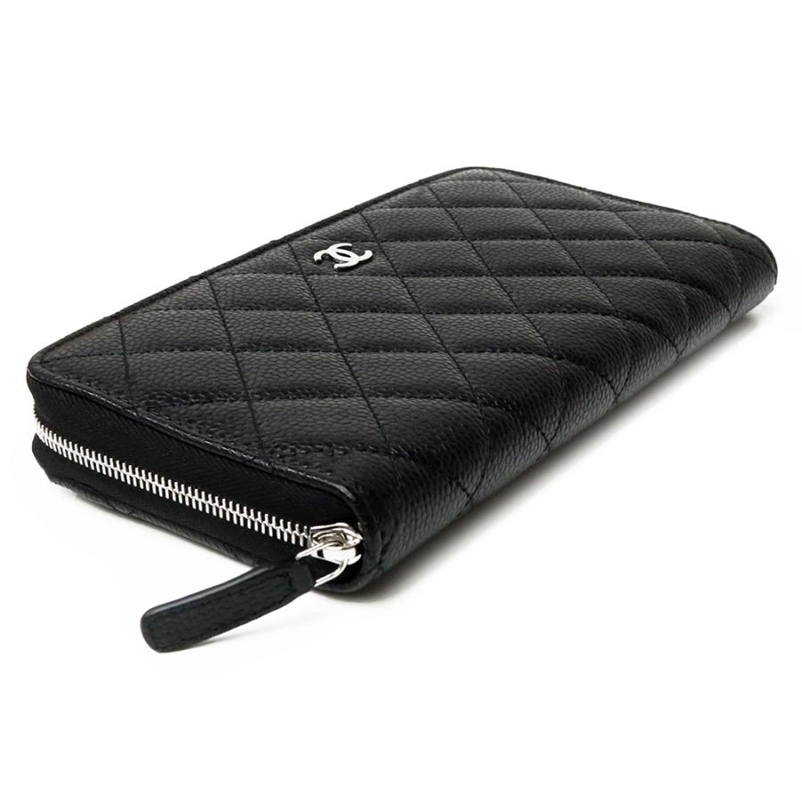 （新品・未使用品）CHANEL シャネル AP0242 クラシック ロング ジップ ウォレット マトラッセ ラウンドファスナー 長財布 キャビアスキン ブラック レザー 箱付の画像
