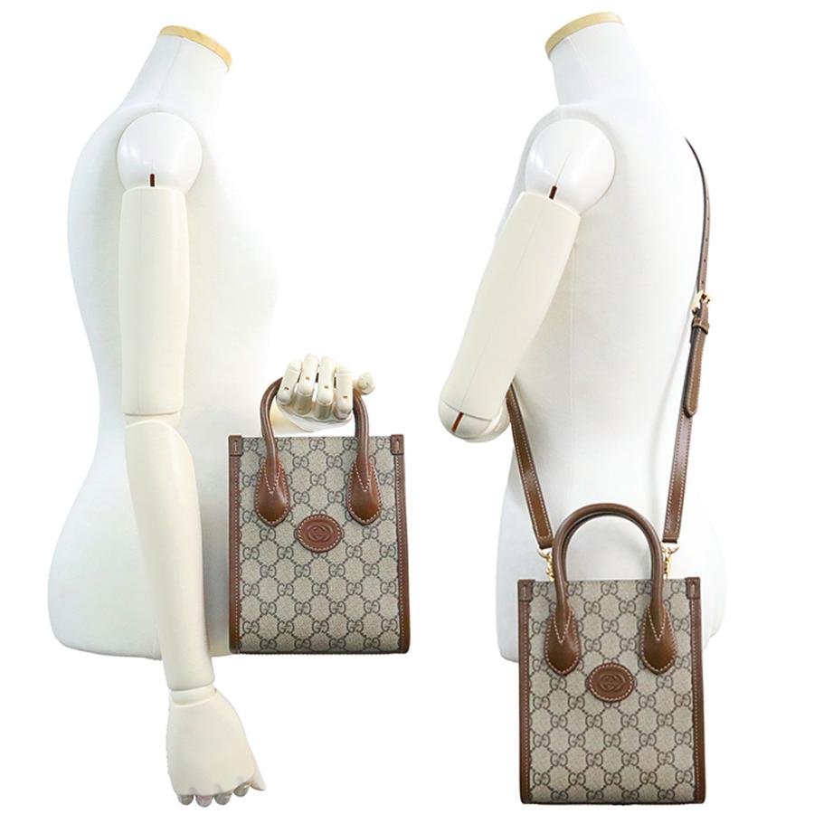 （未使用　展示品）GUCCI グッチ 671623 ミニ トート GGスプリームキャンバス レザー ベージュ ブラウン ショルダー ハンドバッグ 2WAY 斜め掛け ゴールド金具_7