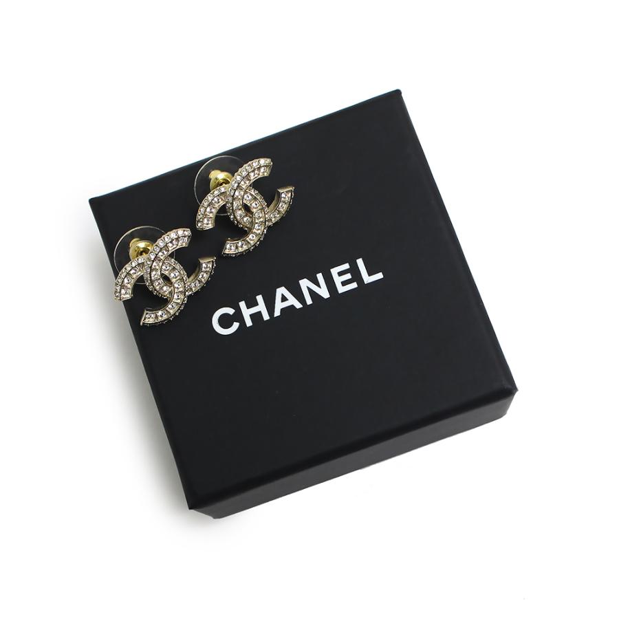 （新品・未使用品）CHANEL シャネル A86504 ココマーク ラインストーン ゴールド ピアス 箱付の画像