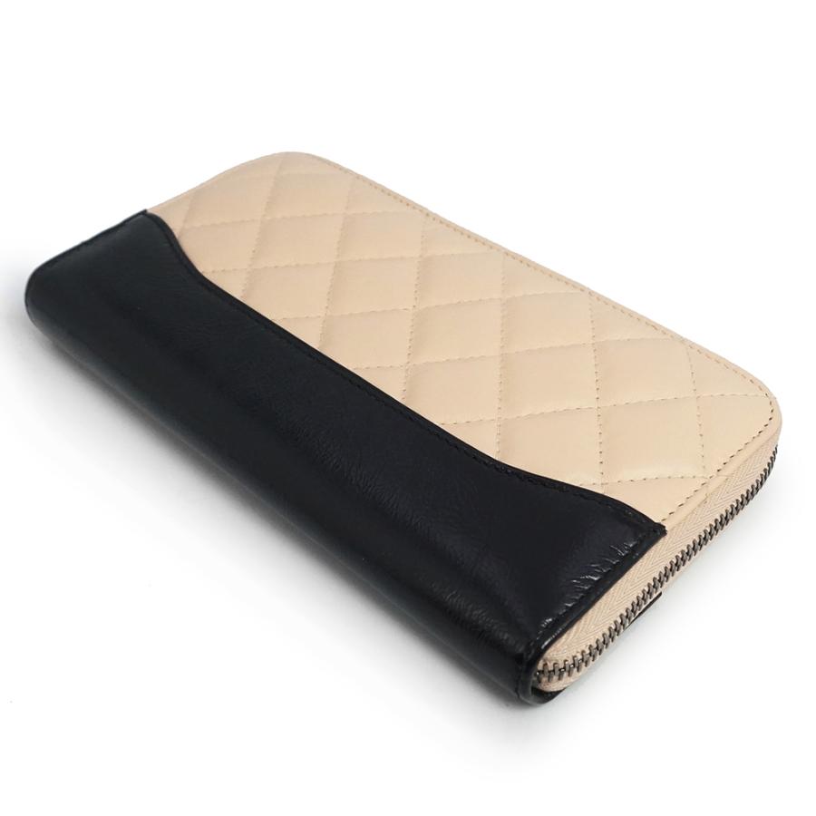 （新品・未使用品）CHANEL シャネル A84388 ガブリエル ドゥ シャネル カーフスキン ベージュ ブラック ラウンドファスナー 長財布 レザー ゴールド金具 箱付の画像