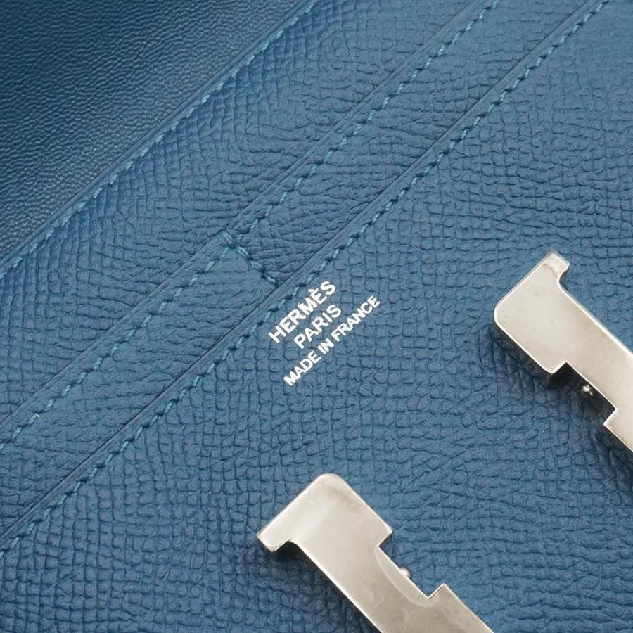 エルメス コンスタンス コンパクト ヴォーエプソン ブルーイズミール T刻印 二つ折り財布 レザー シルバー金具 HERMES（未使用　展示品） HERMES（エルメス） （未使用 展示品）HERMES コンスタンス コンパクト