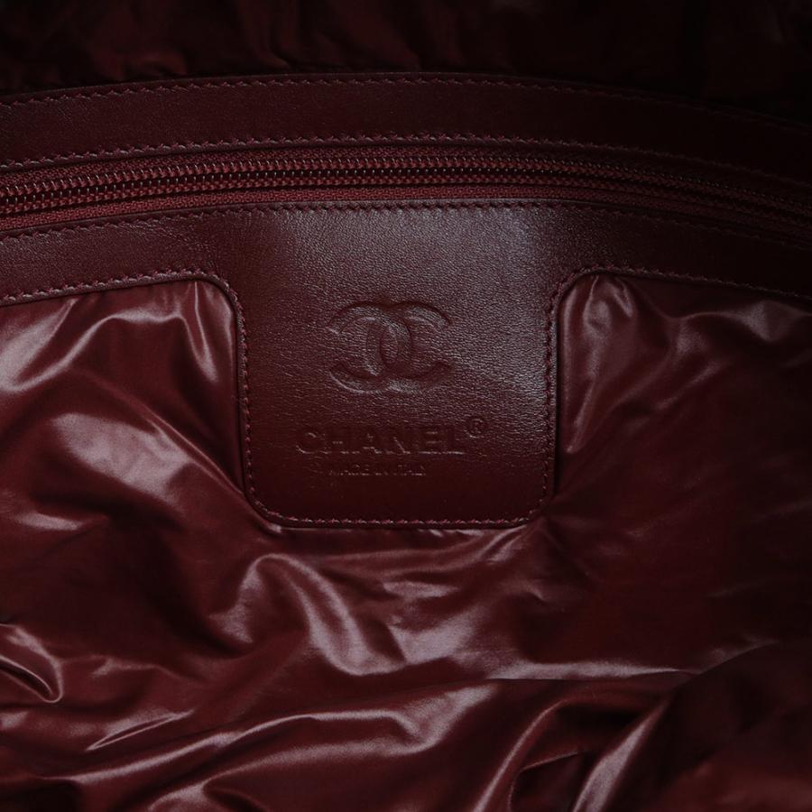 （美品）CHANEL シャネル A48619 ココ コクーン ナイロン レザー ブラック ボルドー ハンドバッグ ミニボストン シルバー金具の画像