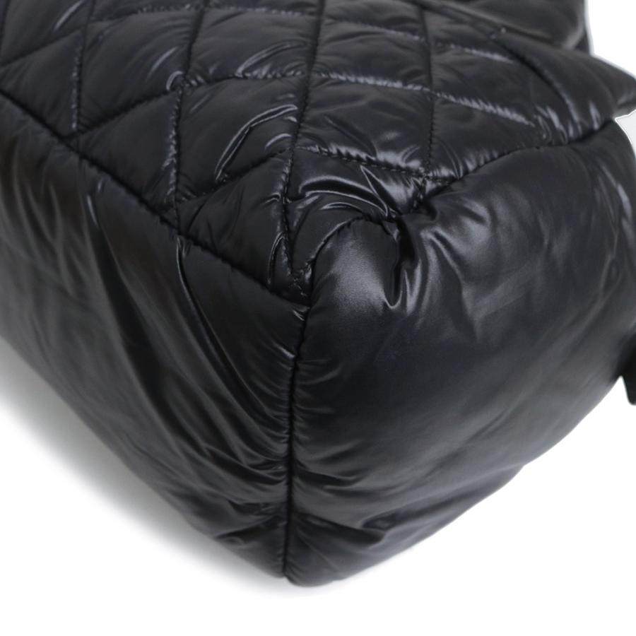 （美品）CHANEL シャネル A48619 ココ コクーン ナイロン レザー ブラック ボルドー ハンドバッグ ミニボストン シルバー金具の画像