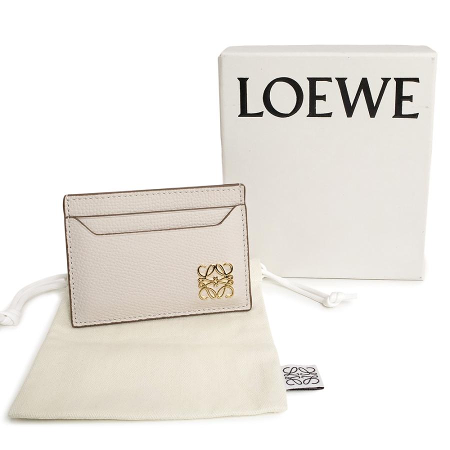 （新品・未使用品）LOEWE ロエベ C821075X09 アナグラム プレーン カードホルダー ぺブルグレインカーフスキン レザー ライトゴースト グレー ゴールド金具の画像