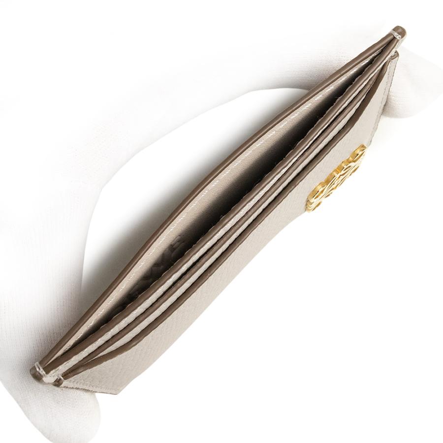 （新品・未使用品）LOEWE ロエベ C821075X09 アナグラム プレーン カードホルダー ぺブルグレインカーフスキン レザー ライトゴースト グレー ゴールド金具の画像