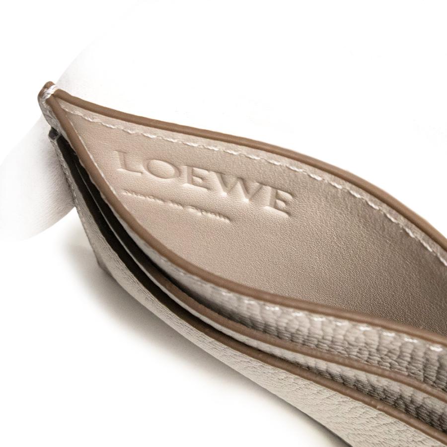 （新品・未使用品）LOEWE ロエベ C821075X09 アナグラム プレーン カードホルダー ぺブルグレインカーフスキン レザー ライトゴースト グレー ゴールド金具の画像