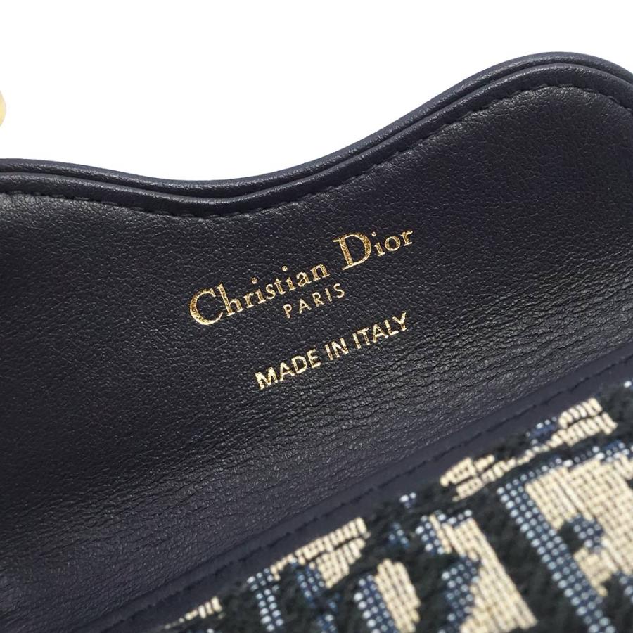 （新品・未使用品）Christian Dior クリスチャンディオール S5611CTZQ サドル フラップ オブリーク ジャカード ネイビー ベージュ カード パスケース 名刺入れの画像