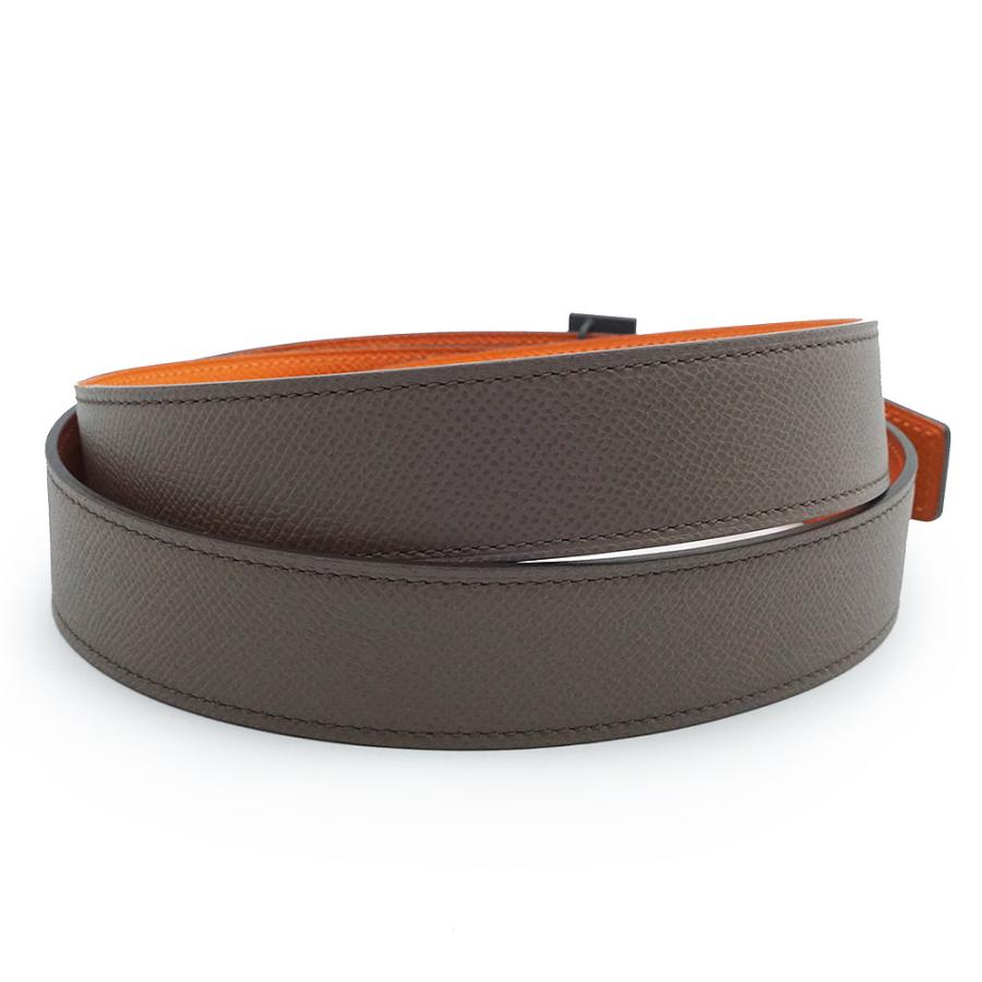 （新品・未使用品）HERMES エルメス コンスタンス H 32 ヴォーエプソン グリエタン オレンジ Z刻印 リバーシブル ベルト 100CM レザー ソーブラック金具の画像