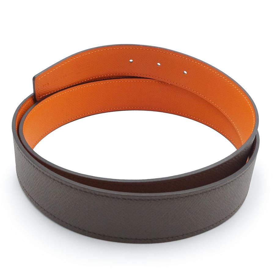 （新品・未使用品）HERMES エルメス コンスタンス H 32 ヴォーエプソン グリエタン オレンジ Z刻印 リバーシブル ベルト 100CM レザー ソーブラック金具の画像
