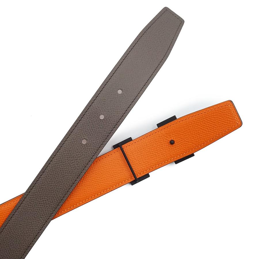 （新品・未使用品）HERMES エルメス コンスタンス H 32 ヴォーエプソン グリエタン オレンジ Z刻印 リバーシブル ベルト 100CM レザー ソーブラック金具の画像