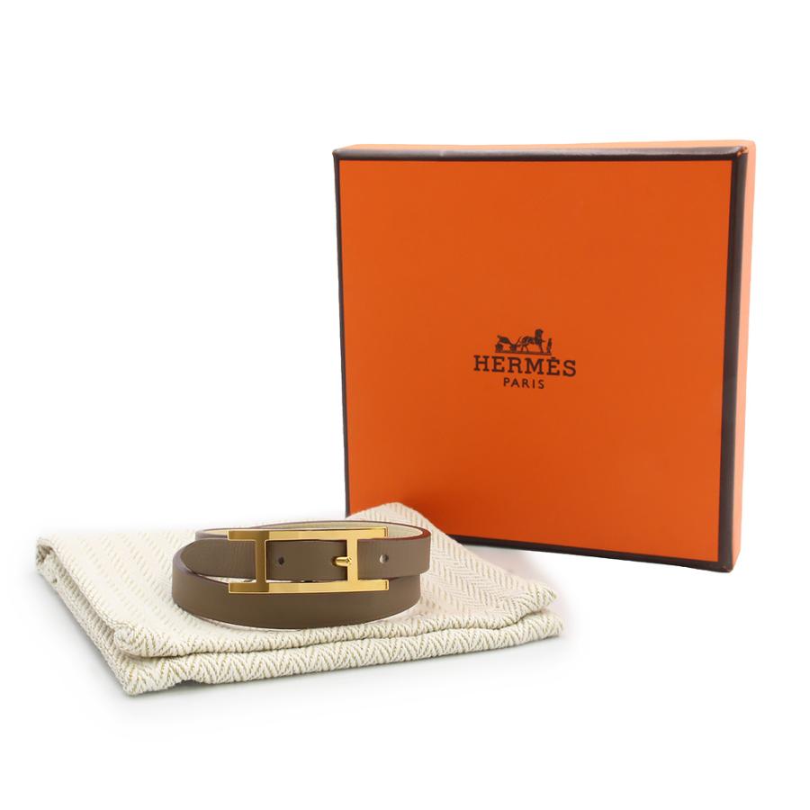（新品・未使用品）HERMES エルメス ビーアピ ドゥブルトゥール ヴォースイフト エトゥープ ナタ グレージュ ホワイト リバーシブル ブレスレット ゴールド金具の画像