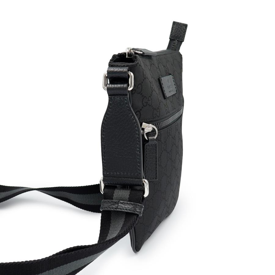 （未使用　展示品）GUCCI グッチ 449183 メッセンジャー GGナイロン レザー ブラック ショルダーバッグ 斜め掛け シルバー金具_3
