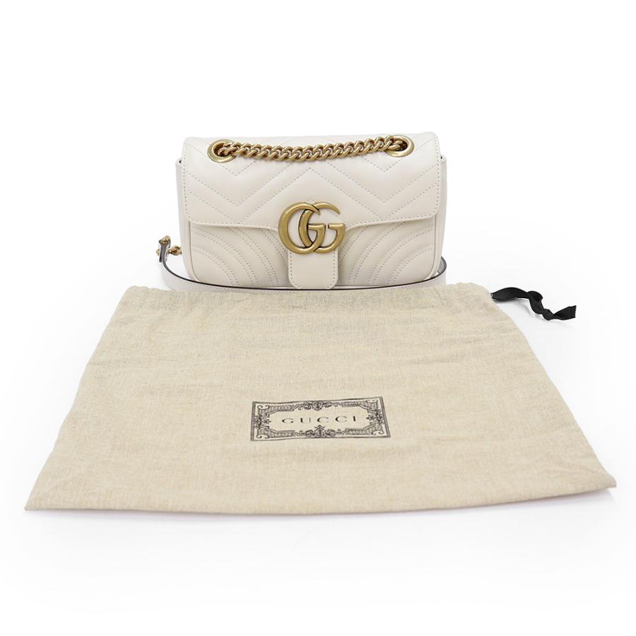 （新品・未使用品）GUCCI グッチ 446744 GGマーモント キルティング ミニ ハート オンライン限定 シェブロンレザー オフホワイト ショルダーバッグ 斜め掛け_1
