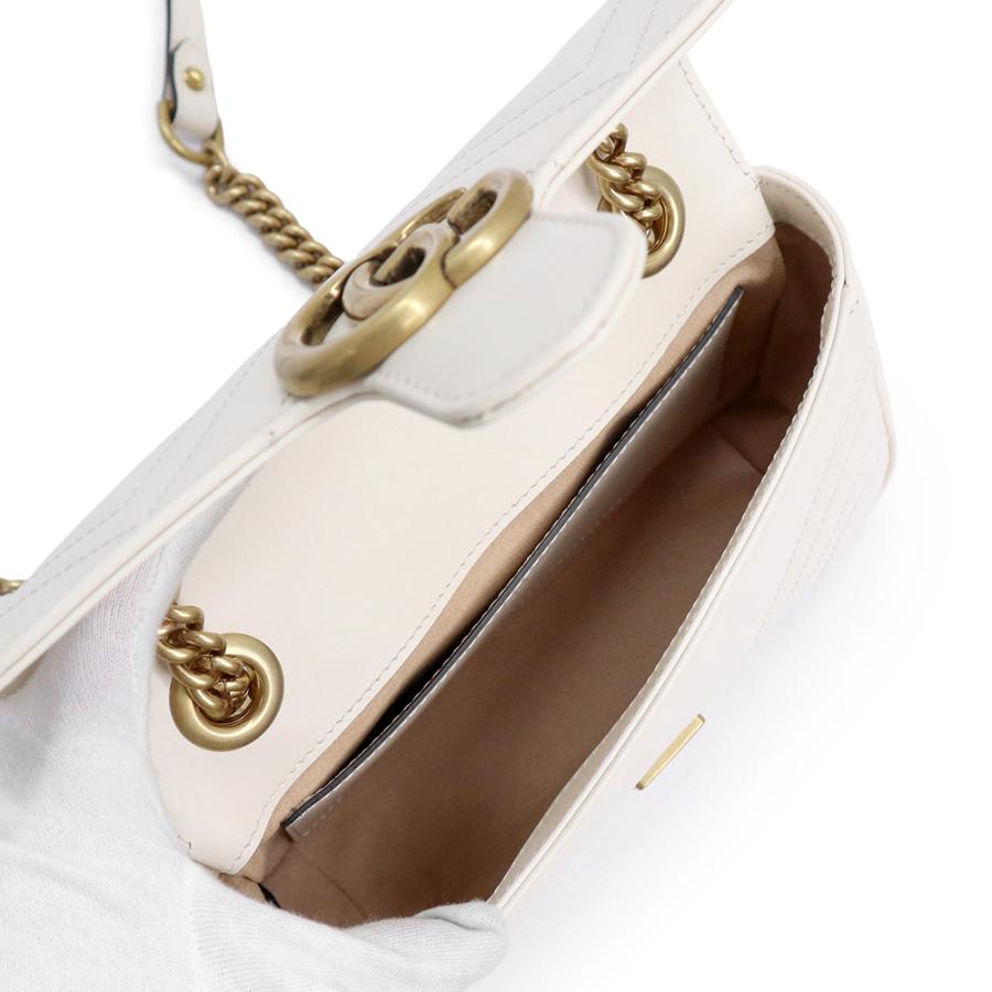 （新品・未使用品）GUCCI グッチ 446744 GGマーモント キルティング ミニ ハート オンライン限定 シェブロンレザー オフホワイト ショルダーバッグ 斜め掛け_3