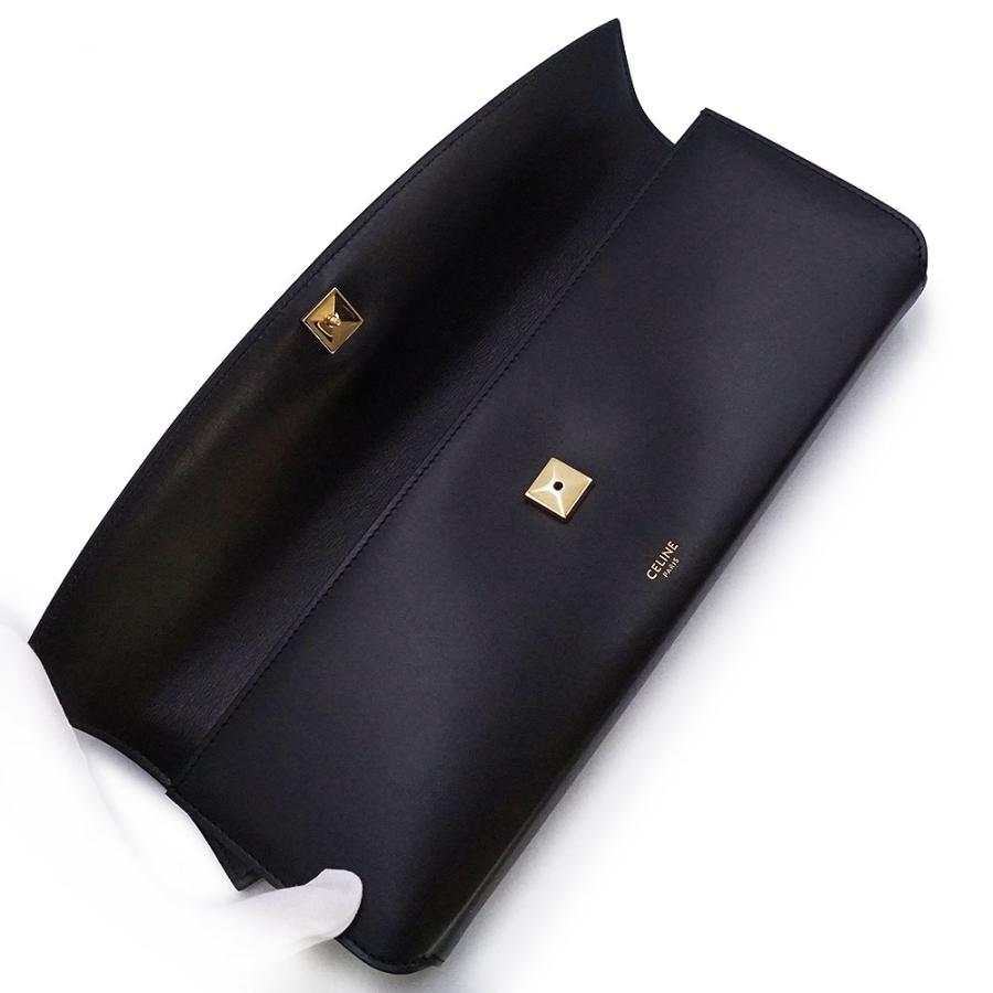 （新品・未使用品）CELINE セリーヌ 10C063BKX イブニング スムースカーフレザー ブラック セカンド クラッチバッグ ゴールド金具の画像