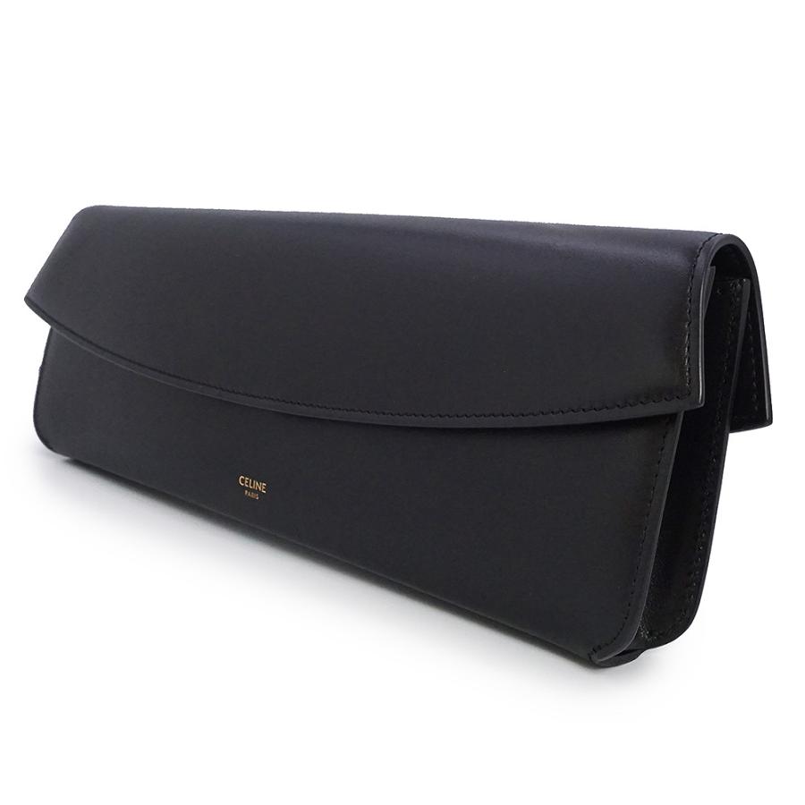 （新品・未使用品）CELINE セリーヌ 10C063BKX イブニング スムースカーフレザー ブラック セカンド クラッチバッグ ゴールド金具の画像