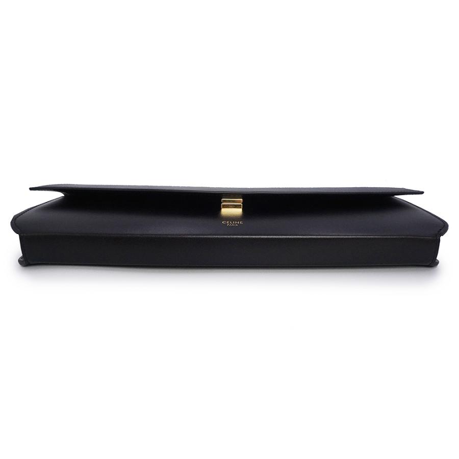 （新品・未使用品）CELINE セリーヌ 10C063BKX イブニング スムースカーフレザー ブラック セカンド クラッチバッグ ゴールド金具の画像