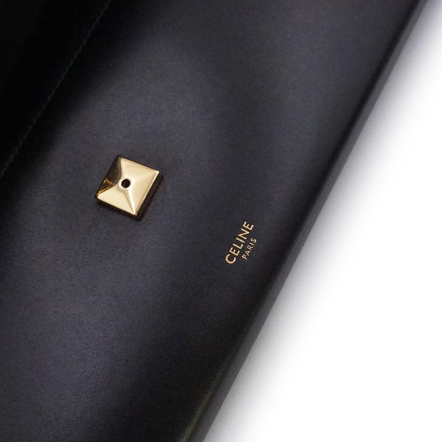 （新品・未使用品）CELINE セリーヌ 10C063BKX イブニング スムースカーフレザー ブラック セカンド クラッチバッグ ゴールド金具の画像