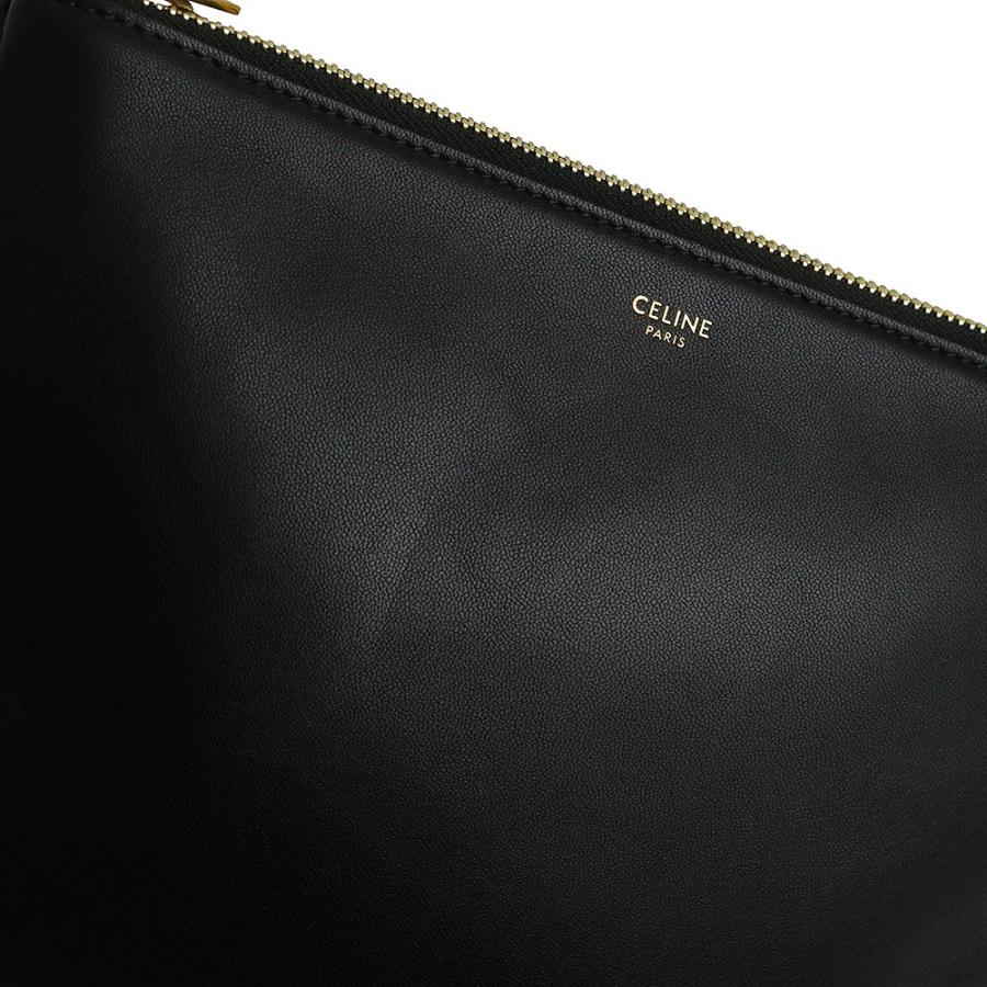 セリーヌ 192043 トリオ ラージ ラムスキン ブラック ショルダーバッグ 斜め掛け レザー ゴールド金具 CELINE（美品） CELINE（セリーヌ） （美品）CELINE 192043 トリオ ラージ ラムスキン