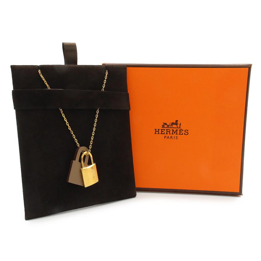 （新品・未使用品）HERMES エルメス オーケリー PM カデナ ヴォースイフト エトゥープ エトープ グレージュ Z刻印 ネックレス ペンダント レザー ゴールド金具の画像