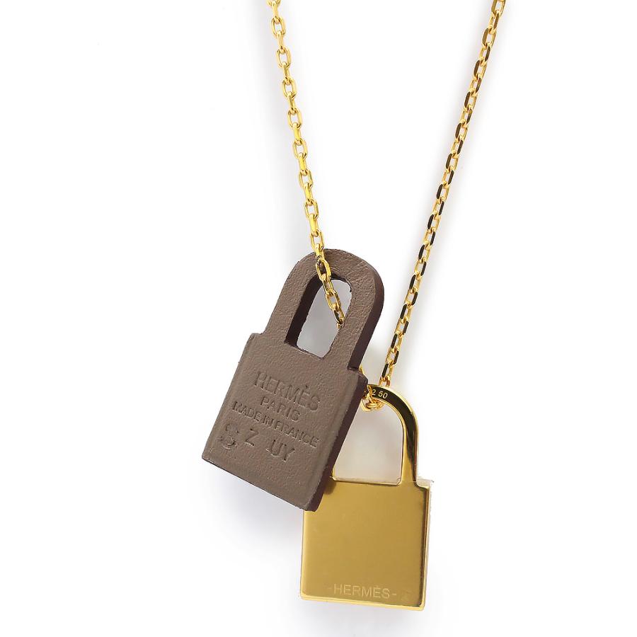 （新品・未使用品）HERMES エルメス オーケリー PM カデナ ヴォースイフト エトゥープ エトープ グレージュ Z刻印 ネックレス ペンダント レザー ゴールド金具の画像