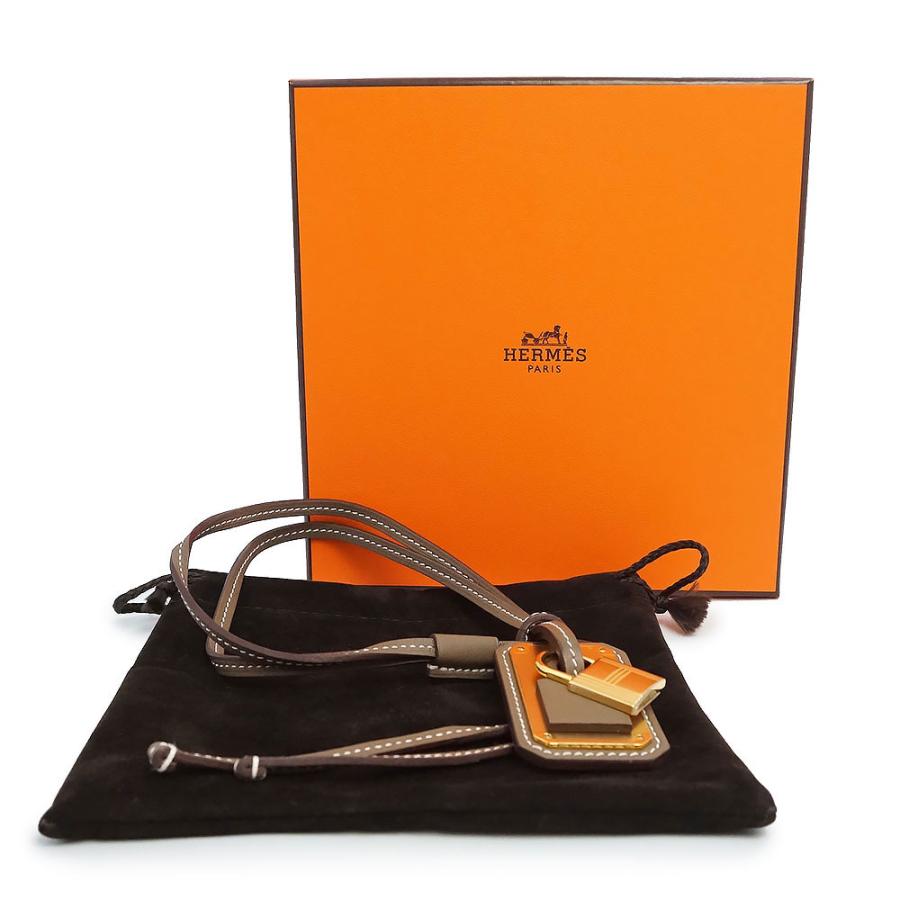 （新品・未使用品）HERMES エルメス オーケリー GM カデナ ヴォースイフト エトゥープ エトープ グレージュ Z刻印 ネックレス ペンダント レザー ゴールド金具の画像